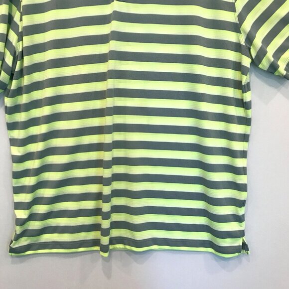 Nike Dri-Fit  Men's 3-Button Striped Golf Polo Shirt Size XXL in Gray and Neon - Picture 4 of 15